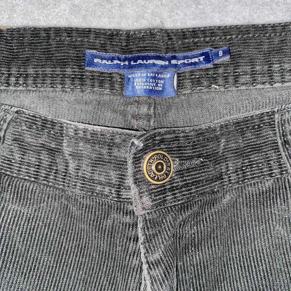 Ralph Lauren Sport Women's 8 Black Corduroy Jeans RL Stud Patch Y2K Straight Leg - Picture 7 of 16